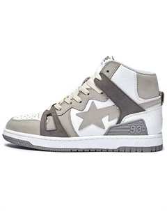 Bape Стильные мужские кроссовки для скейтбординга с высоким верхом серые/белые A bathing ape®