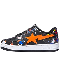 STA Стильные мужские кроссовки для скейтбординга с низким верхом, черные/оранжевые A bathing ape®