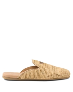 Плетеные слиперы с логотипом, нейтральный цвет Prada