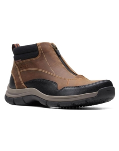 Мужские кожаные водонепроницаемые ботильоны Walpath с молнией, цвет Dark Tan Leather Clarks