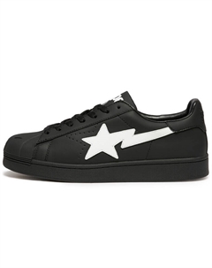 Стильные мужские кеды для скейтбординга Skull Low Top черного/белого цвета A bathing ape®