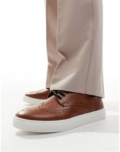 Светло-коричневые броги из искусственной кожи на шнуровке DESIGN Asos