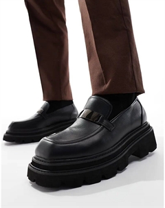 Массивные мокасины черного цвета с серебристой фурнитурой Asos design