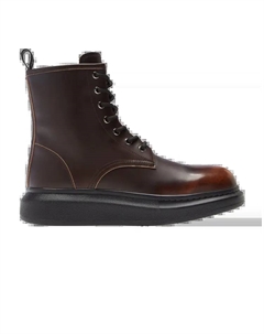 Ботинки Leather Wedge Lace-Up Boot, коричневый Alexander mcqueen