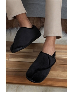 Мужские бархатные тапочки-изотонер на застежке-липучке, черный Totes