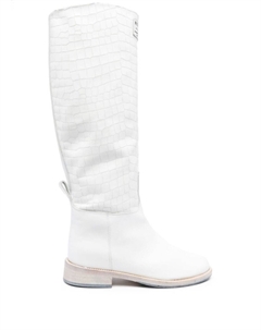 Сапоги с тиснением под кожу крокодила, белый Hide & jack