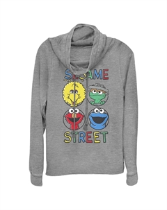 Пуловер с круглым вырезом «Улица Сезам» для юниоров Big Bird Elmo Cookie Monster Oscar The Grouch Licensed character