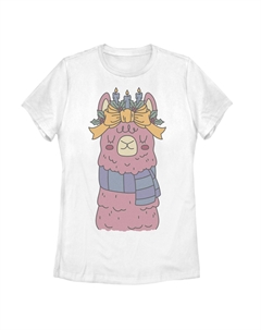 Детская футболка с рисунком «Рождественский праздник ламы», белый Unbranded