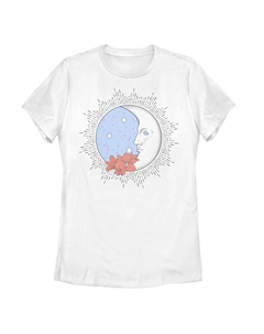 Детская футболка с изображением галактики и лунными цветами сбоку, белый Unbranded