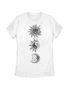 Детская футболка Sun Moon с гравюрой на дереве и галактическим рисунком, белый Unbranded