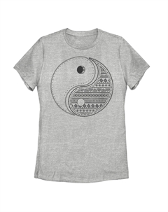 Детская черно-белая футболка с геометрическим рисунком Инь Ян и эскизом Unbranded