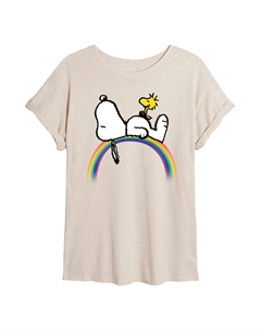 Детская большая футболка Peanuts Snoopy & Woodstock Rainbow, бежевый Licensed character