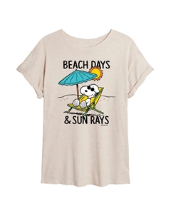Негабаритная футболка с рисунком Juniors' Peanuts Beach Days, бежевый Licensed character
