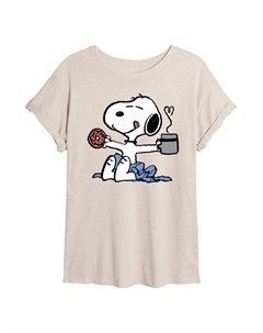 Струящаяся футболка Juniors' Peanuts Snoopy Coffee, бежевый Licensed character