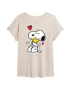 Струящаяся футболка Juniors' Peanuts Snoopy Hug, бежевый Licensed character