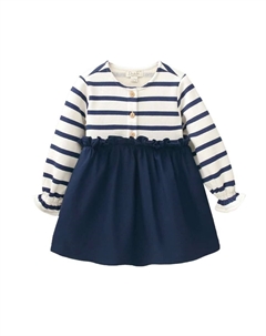 Платье для девочки в сочетании с матросскими полосками и однотонной тканью Dadati