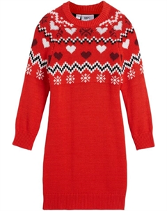 Трикотажное платье для девочки с норвежским узором, красный Bpc bonprix collection