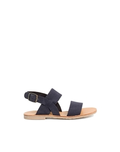 Открытые сандалии из нубука для девочек, темно-синий Pisamonas