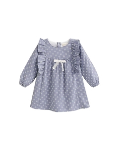 Платье для девочки с рюшами и цветочным принтом, синий Dadati