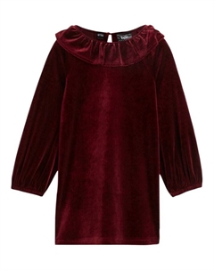 Бархатное платье для девочки с воланами, красный Bpc bonprix collection