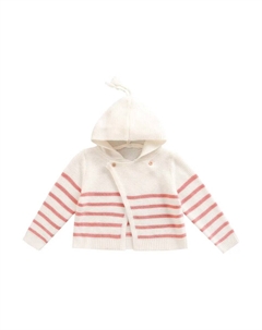 Полосатая детская куртка с капюшоном, розовый Dadati