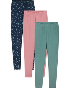 Леггинсы из органического хлопка для девочек (3 шт), синий Bpc bonprix collection