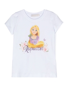 Футболка с кристаллами и принтом, белый Monnalisa