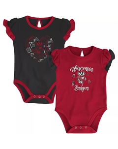 Комплект боди красного/черного цвета Wisconsin Badgers Too Much Love для новорожденных и младенцев, состоящий из двух частей Outerstuff
