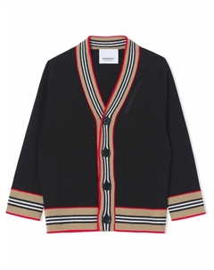 Kids шерстяной кардиган в полоску Icon Stripe, черный Burberry