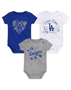 Набор из трех боди Infant Royal/Белый/Серый Los Angeles Dodgers Batter Up Outerstuff