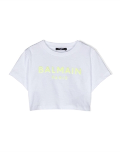 Kids укороченная футболка с логотипом, белый Balmain