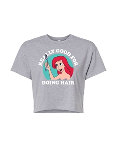 Детская футболка с изображением Русалочки Диснея, подходящая для укороченных волос, серый Licensed character