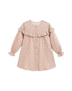 Платье для девочки с микропринтом и рюшами, бежевый Dadati