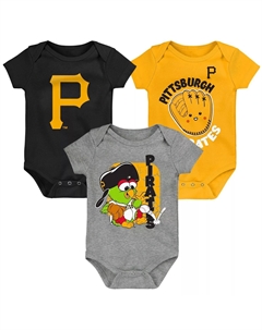 Набор из трех боди черного/золотого/серого цвета для новорожденных и младенцев Pittsburgh Pirates Change Up Outerstuff