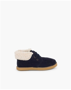 Детские сапожки со шнурками и овчиной, темно-синий Pisamonas