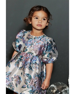 Жаккардовое выпускное платье с цветочным принтом, серебряный Next