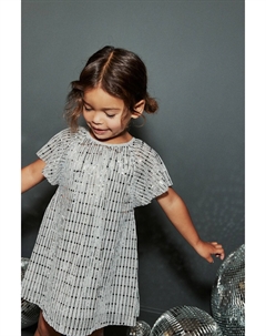 Платье с пайетками и расклешенными рукавами, серебряный Next