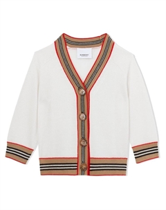 Kids шерстяной кардиган в полоску Icon Stripe, белый Burberry
