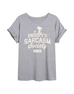 Футболка с струящимся рисунком «Peanuts Charlie Brown & Snoopy Sarcasm Society» для юниоров, серый Licensed character