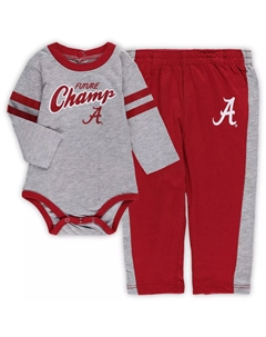 Комплект боди с длинными рукавами и спортивных штанов Infant Crimson/Gray Alabama Crimson Tide Little Kicker Outerstuff