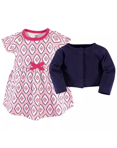 Платье и кардиган из органического хлопка для маленьких девочек и девочек-подростков, комплект из 2 предметов, трельяж Touched by nature