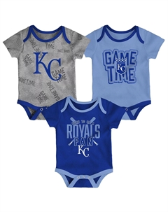 Комплект боди из трех частей для новорожденных и младенцев Kansas City Royals Royal/Голубой/серый с меланжевым отливом Game Time Outerstuff