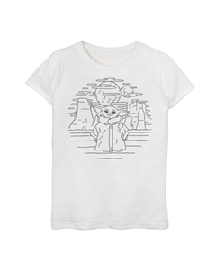 Футболка с рисунком «Дудл» для девочек 7–16 лет, «Звездные войны», «Мандалорец, дитя» или «Малышка Йода» Star wars