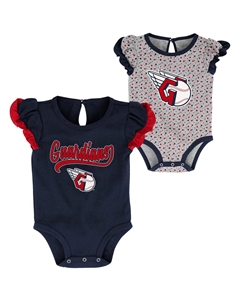 Комплект из двух боди темно-синего/серого цвета для новорожденных девочек Cleveland Guardians Scream & Shout Outerstuff