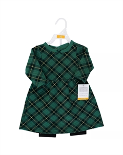 Стеганое хлопковое платье и леггинсы Hudson для младенцев и маленьких девочек, лесно-зеленая клетка Hudson baby