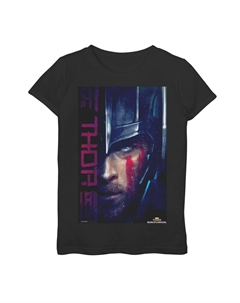Футболка с рисунком профиля Thor Ragnarok для девочек 7–16 лет, Might God of Thunder Marvel