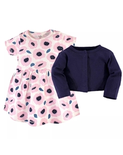 Комплект из 2 предметов: платье и кардиган из органического хлопка для малышей и девочек, цветочки Touched by nature