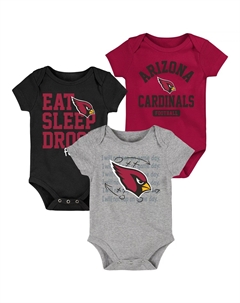 Комплект боди из трех частей для новорожденных и младенцев Cardinal/Black Arizona Cardinals Eat Sleep Drool Football Outerstuff