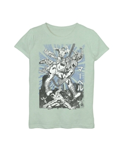 Футболка с рисунком «Человек-паук» для девочек 7–16 лет, кандзи, групповой снимок, «Марвел Мстители» Marvel