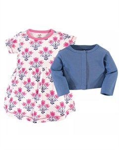 Комплект из 2 предметов: платье и кардиган из органического хлопка для малышей и девочек-подростков, абстрактный цветок Touched by nature
